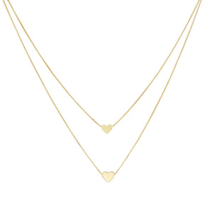 Colar Duplo Coração Liso | Banhado em Ouro 18k