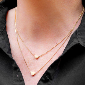 Colar Duplo Coração Liso | Banhado em Ouro 18k